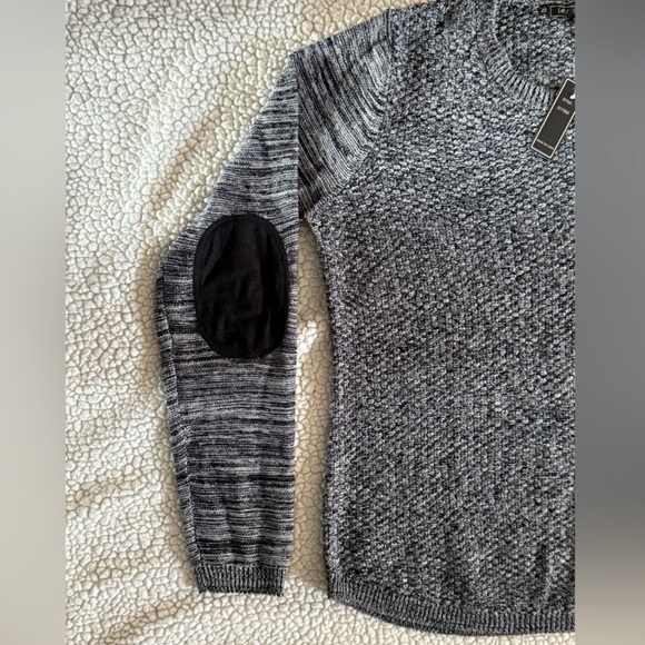 Lety & Me Ariana Gray Black Elbow Patch Knit Sweater Size Large - Picture 13 of 13